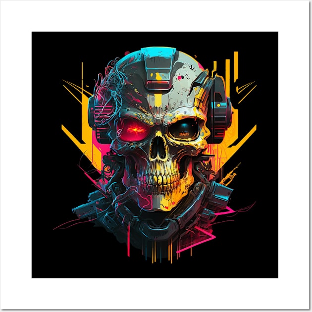 Futuristic Robotic Skull Wall Art by Open World Games